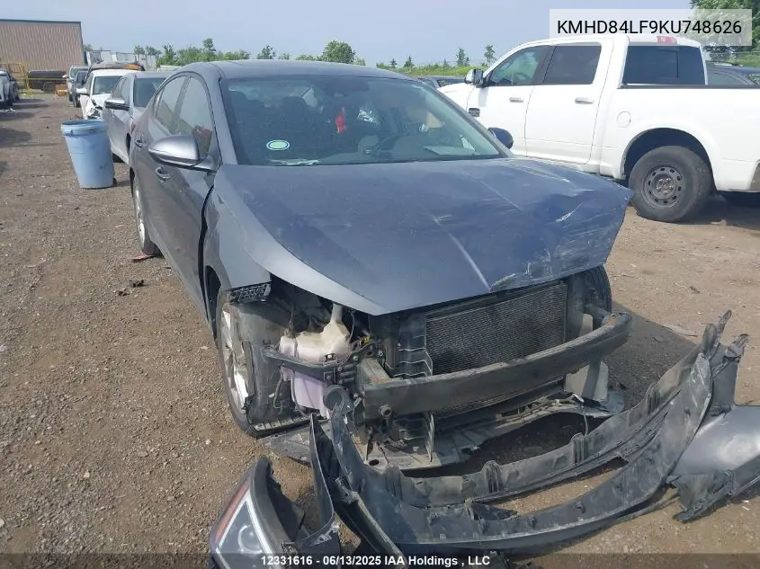 2019 Hyundai Elantra Preferred VIN: KMHD84LF9KU748626 Lot: 12331616