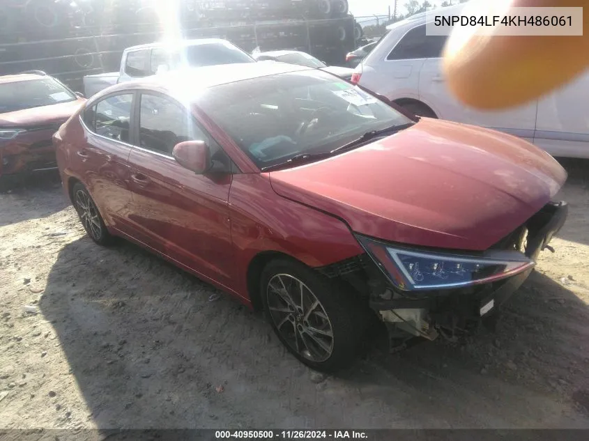 2019 Hyundai Elantra Limited VIN: 5NPD84LF4KH486061 Lot: 40950500