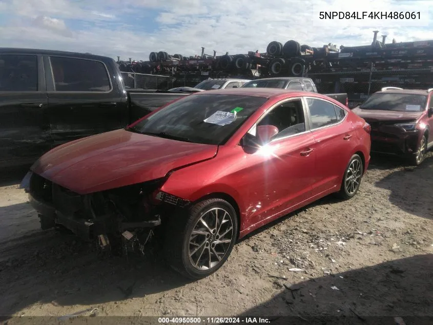 2019 Hyundai Elantra Limited VIN: 5NPD84LF4KH486061 Lot: 40950500