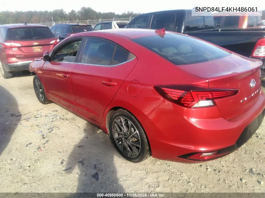 2019 Hyundai Elantra Limited VIN: 5NPD84LF4KH486061 Lot: 40950500