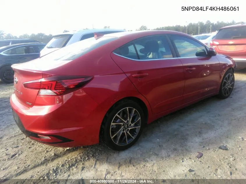 2019 Hyundai Elantra Limited VIN: 5NPD84LF4KH486061 Lot: 40950500