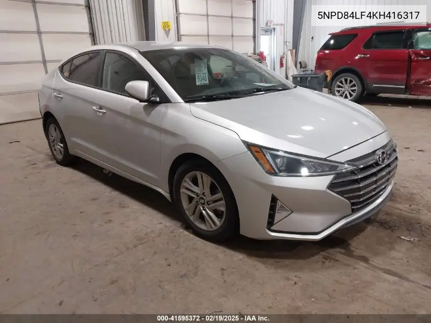 2019 Hyundai Elantra Sel VIN: 5NPD84LF4KH416317 Lot: 41595372