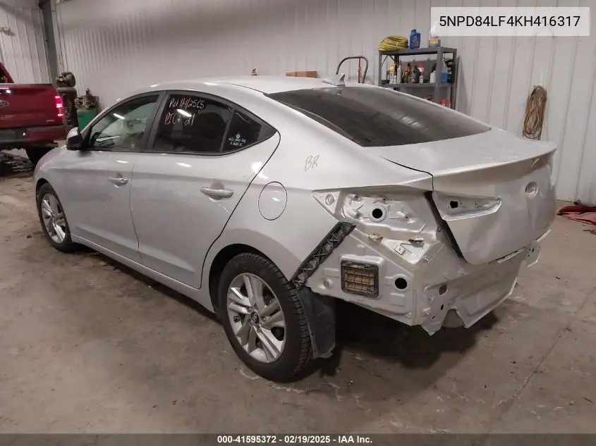 2019 Hyundai Elantra Sel VIN: 5NPD84LF4KH416317 Lot: 41595372