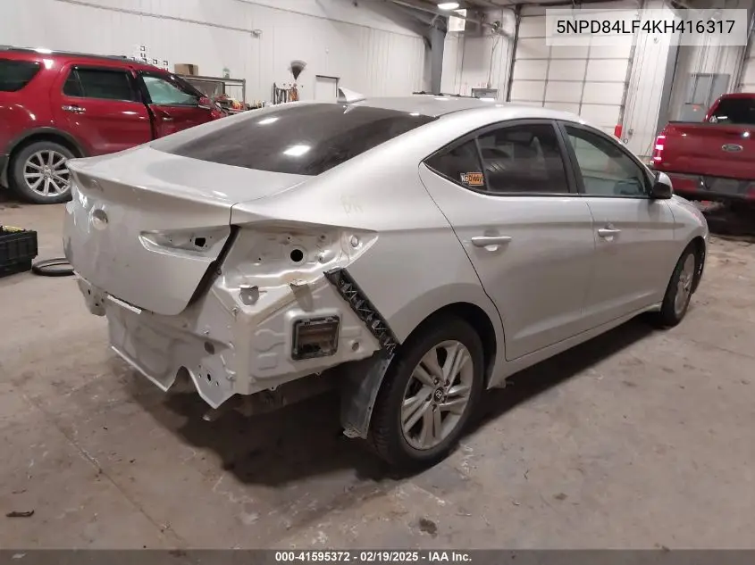 2019 Hyundai Elantra Sel VIN: 5NPD84LF4KH416317 Lot: 41595372