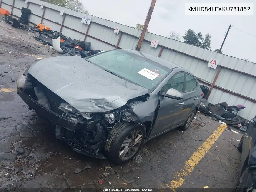 2019 Hyundai Elantra Sel VIN: KMHD84LFXKU781862 Lot: 41924684