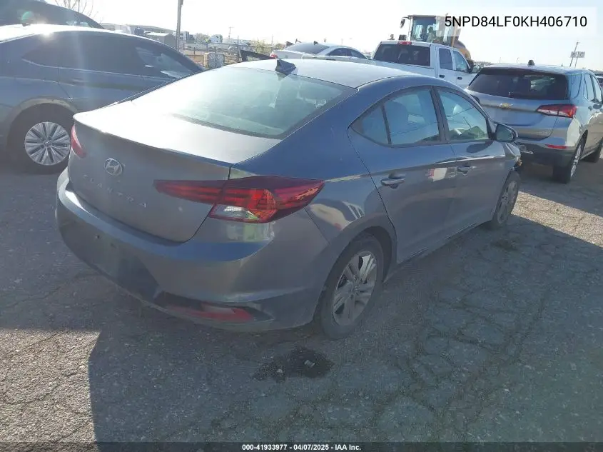 2019 Hyundai Elantra Sel VIN: 5NPD84LF0KH406710 Lot: 41933977