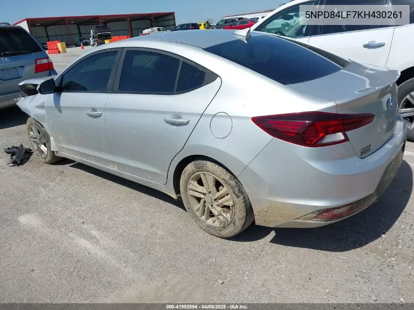 2019 Hyundai Elantra Sel VIN: 5NPD84LF7KH430261 Lot: 41992594