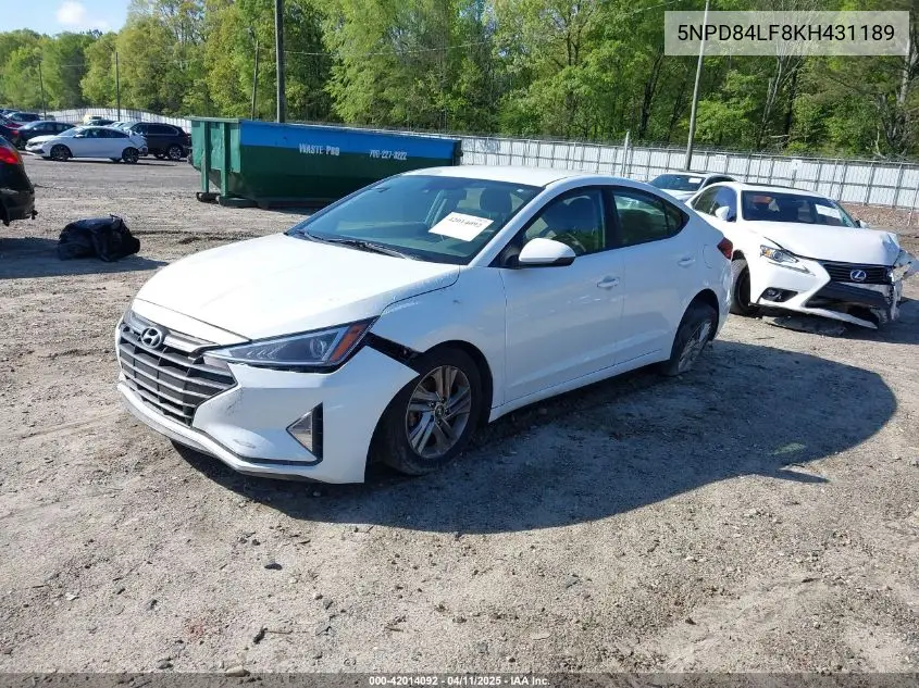 2019 Hyundai Elantra Sel VIN: 5NPD84LF8KH431189 Lot: 42014092