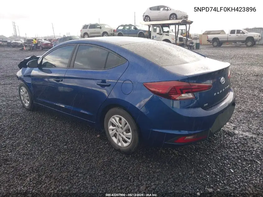 2019 Hyundai Elantra Se VIN: 5NPD74LF0KH423896 Lot: 42207900