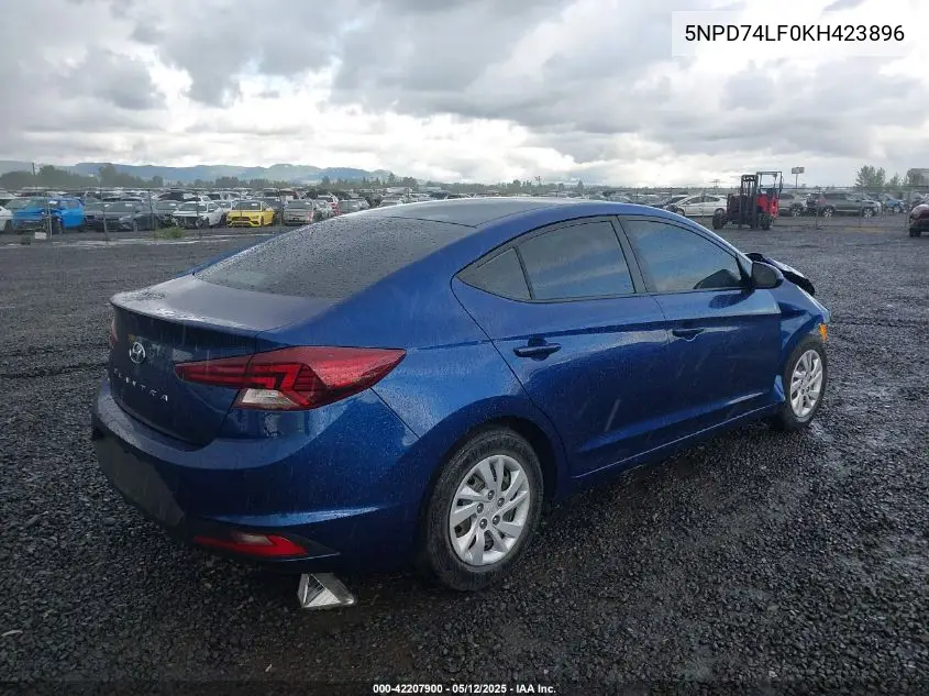 2019 Hyundai Elantra Se VIN: 5NPD74LF0KH423896 Lot: 42207900