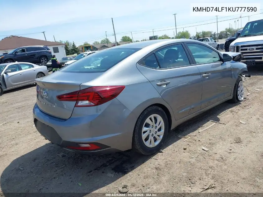 2019 Hyundai Elantra Se VIN: KMHD74LF1KU777590 Lot: 42252688