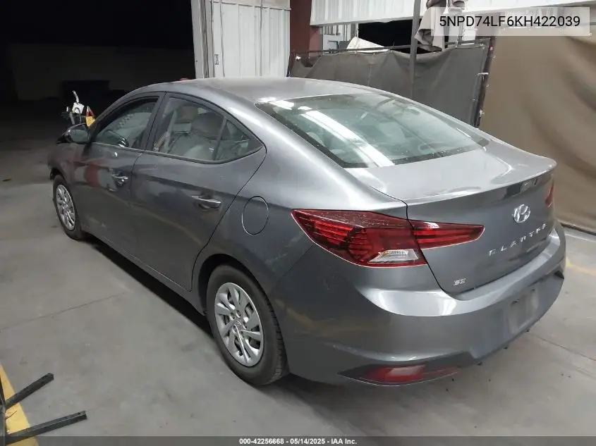 2019 Hyundai Elantra Se VIN: 5NPD74LF6KH422039 Lot: 42256668