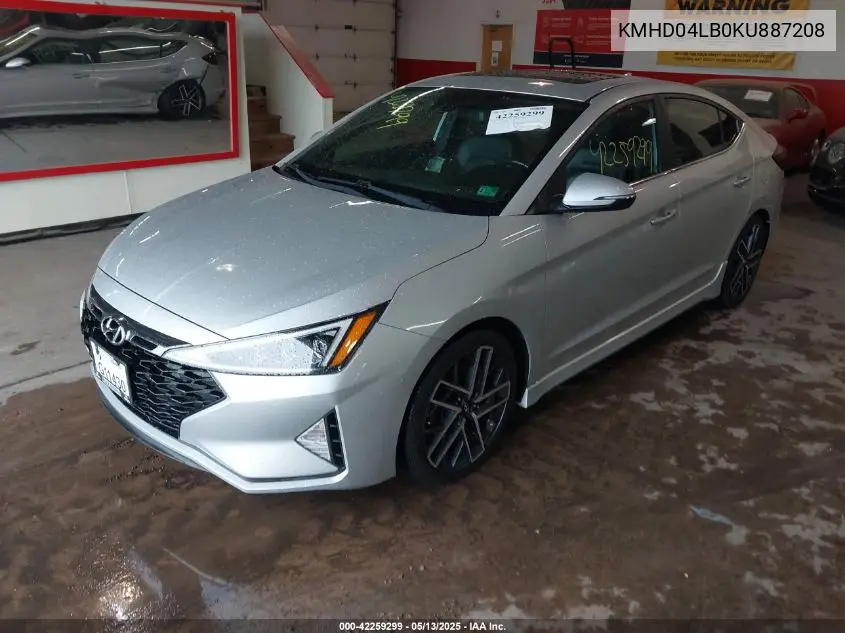 2019 Hyundai Elantra Sport VIN: KMHD04LB0KU887208 Lot: 42259299