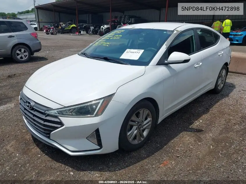 2019 Hyundai Elantra Sel VIN: 5NPD84LF0KH472898 Lot: 42566951