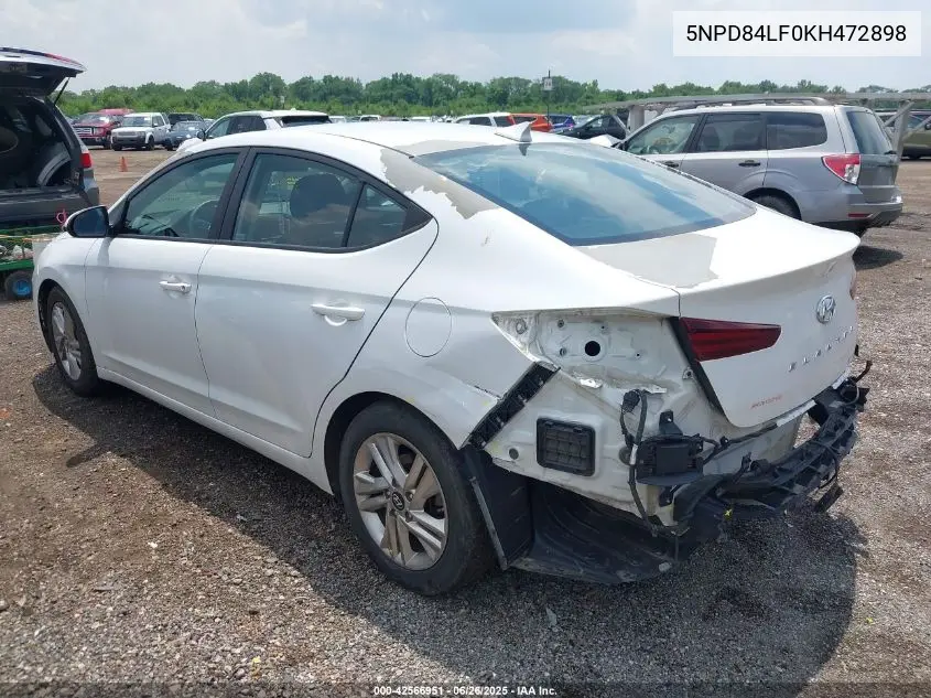 2019 Hyundai Elantra Sel VIN: 5NPD84LF0KH472898 Lot: 42566951
