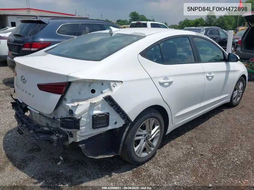 2019 Hyundai Elantra Sel VIN: 5NPD84LF0KH472898 Lot: 42566951