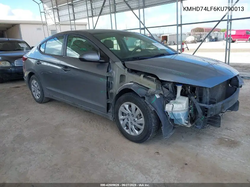 2019 Hyundai Elantra Se VIN: KMHD74LF6KU790013 Lot: 42589828