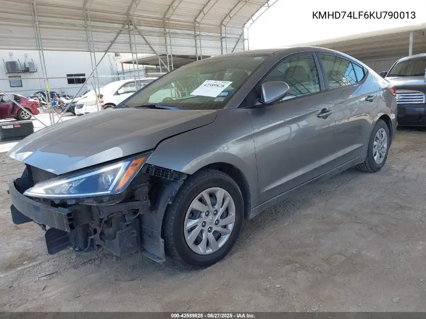 2019 Hyundai Elantra Se VIN: KMHD74LF6KU790013 Lot: 42589828