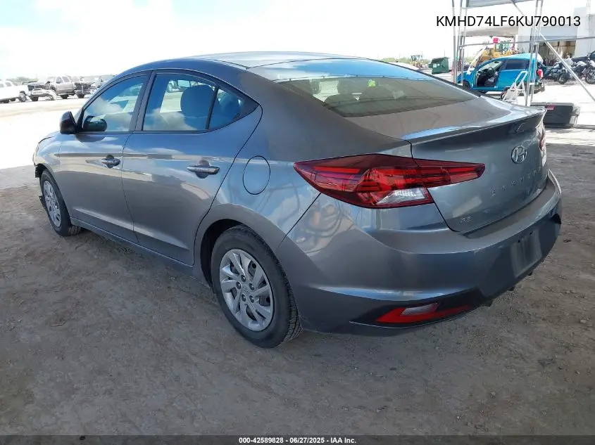 2019 Hyundai Elantra Se VIN: KMHD74LF6KU790013 Lot: 42589828