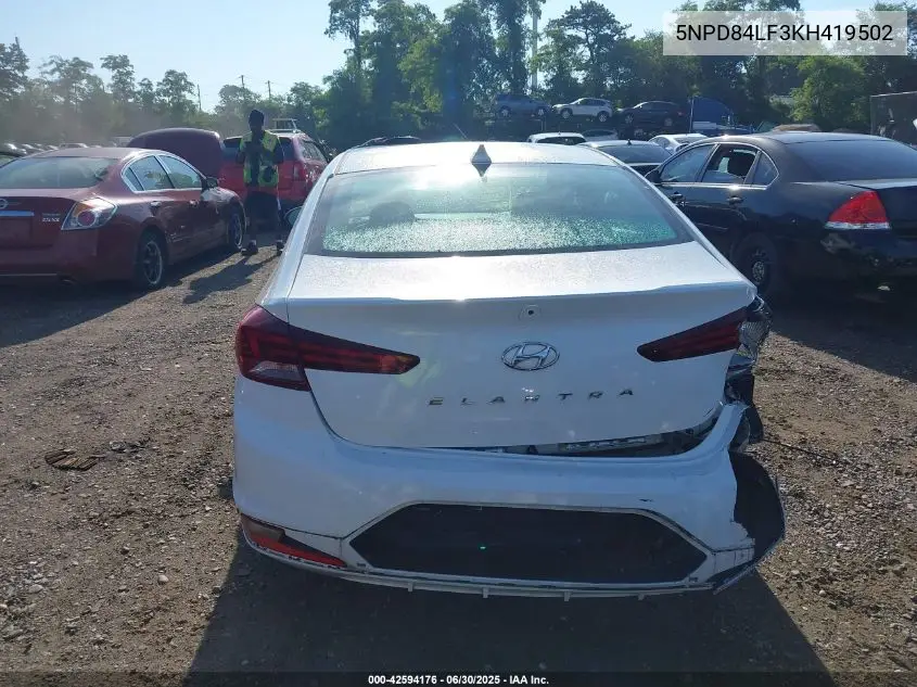 2019 Hyundai Elantra Sel VIN: 5NPD84LF3KH419502 Lot: 42594176