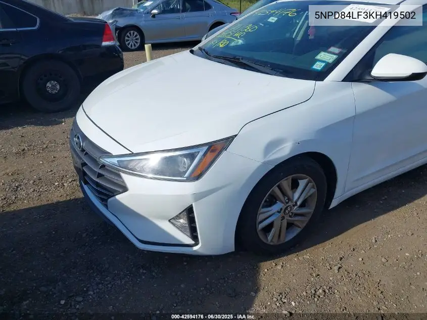 2019 Hyundai Elantra Sel VIN: 5NPD84LF3KH419502 Lot: 42594176