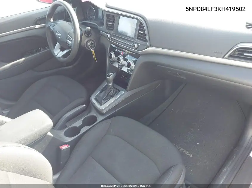 2019 Hyundai Elantra Sel VIN: 5NPD84LF3KH419502 Lot: 42594176