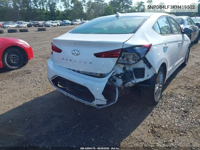 2019 Hyundai Elantra Sel VIN: 5NPD84LF3KH419502 Lot: 42594176