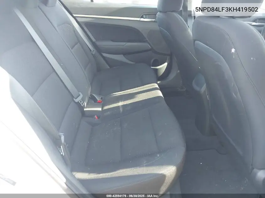 2019 Hyundai Elantra Sel VIN: 5NPD84LF3KH419502 Lot: 42594176