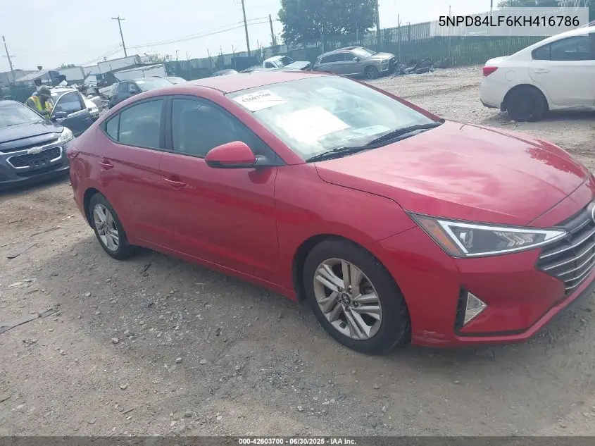2019 Hyundai Elantra Sel VIN: 5NPD84LF6KH416786 Lot: 42603700
