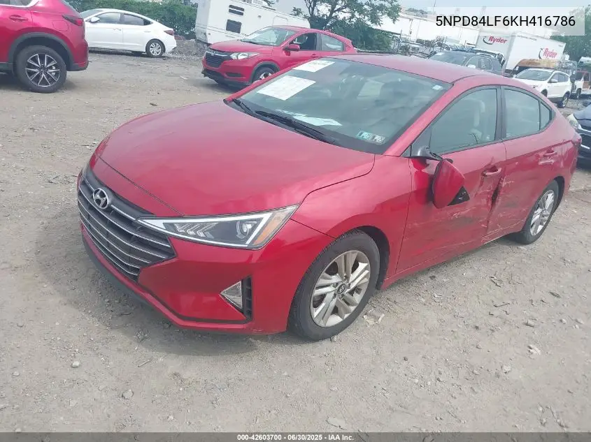 2019 Hyundai Elantra Sel VIN: 5NPD84LF6KH416786 Lot: 42603700