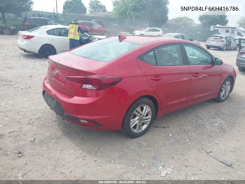 2019 Hyundai Elantra Sel VIN: 5NPD84LF6KH416786 Lot: 42603700
