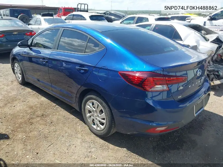 2019 Hyundai Elantra Se VIN: 5NPD74LF0KH488862 Lot: 42605950