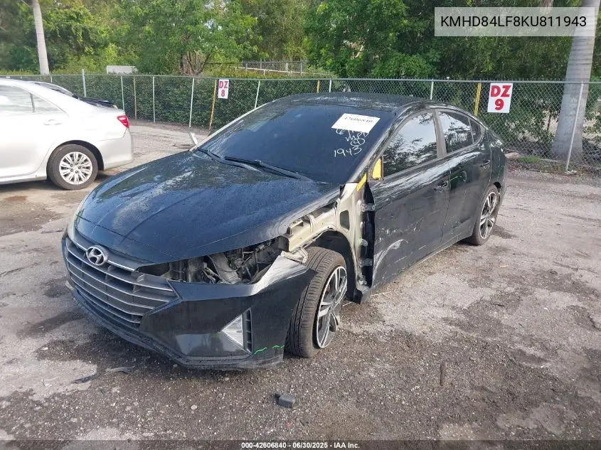 2019 Hyundai Elantra Sel VIN: KMHD84LF8KU811943 Lot: 42606840