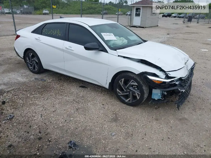 2019 Hyundai Elantra Se VIN: 5NPD74LF2KH435919 Lot: 42608894
