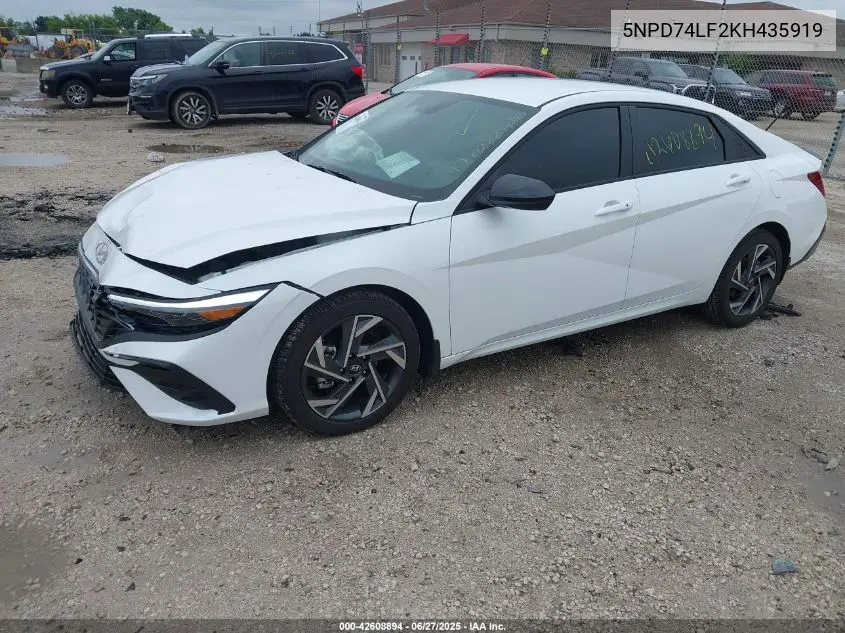 2019 Hyundai Elantra Se VIN: 5NPD74LF2KH435919 Lot: 42608894