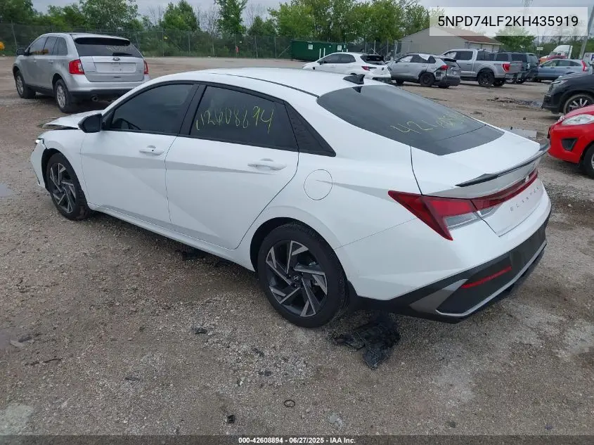 2019 Hyundai Elantra Se VIN: 5NPD74LF2KH435919 Lot: 42608894