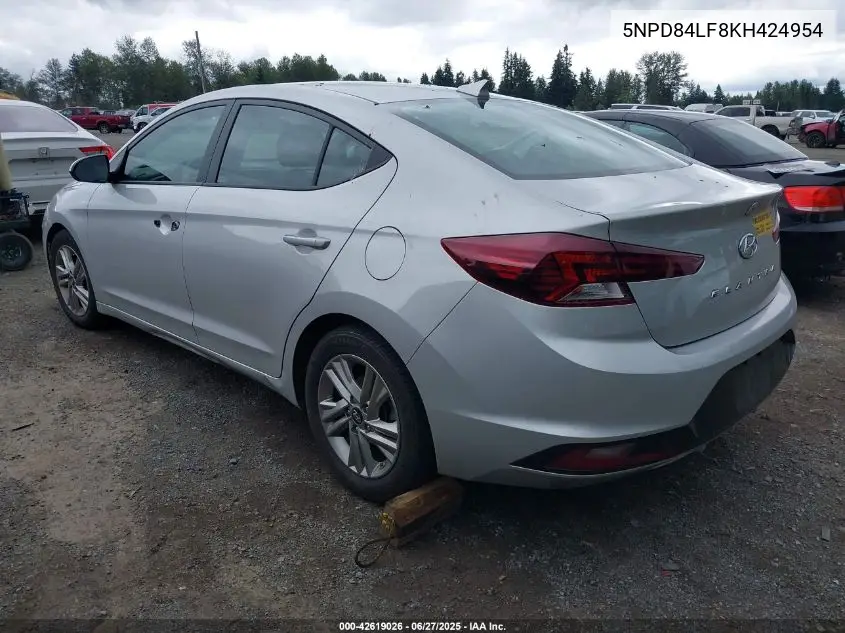 2019 Hyundai Elantra Sel VIN: 5NPD84LF8KH424954 Lot: 42619026