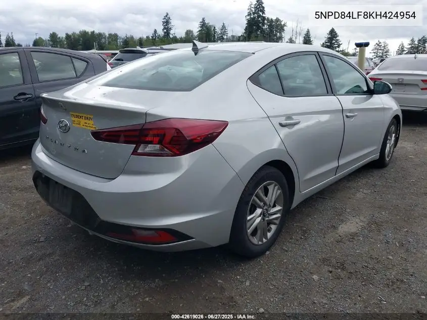 2019 Hyundai Elantra Sel VIN: 5NPD84LF8KH424954 Lot: 42619026