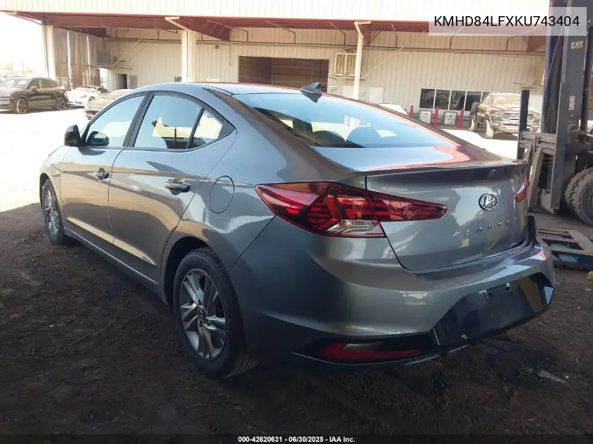 2019 Hyundai Elantra Sel VIN: KMHD84LFXKU743404 Lot: 42620631