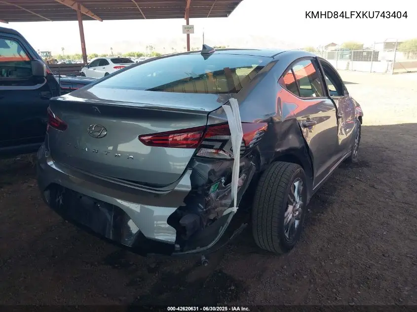 2019 Hyundai Elantra Sel VIN: KMHD84LFXKU743404 Lot: 42620631