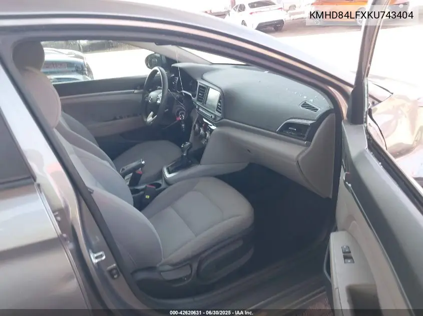 2019 Hyundai Elantra Sel VIN: KMHD84LFXKU743404 Lot: 42620631