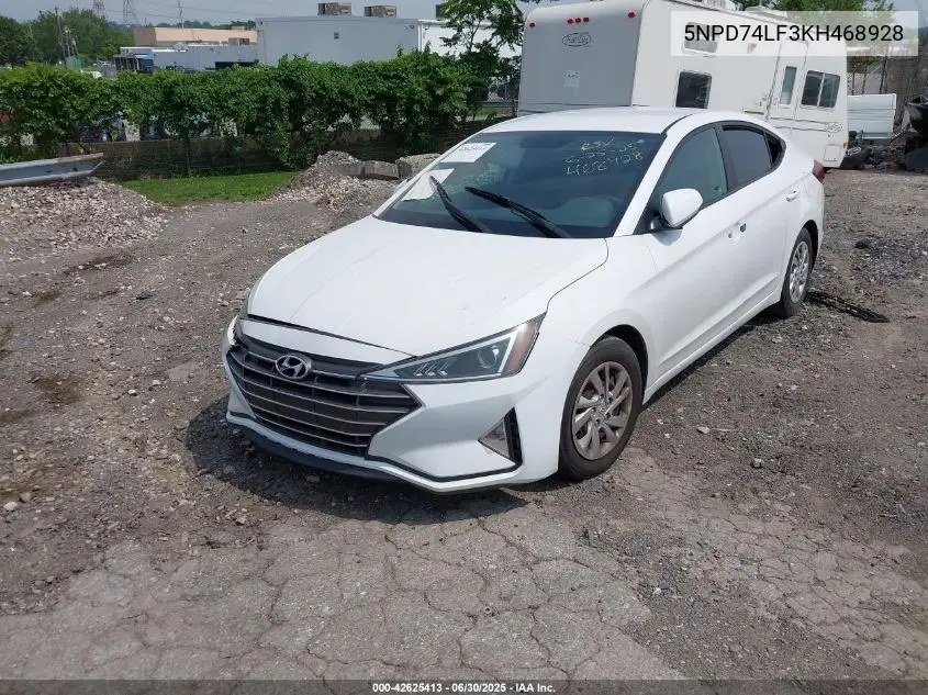 2019 Hyundai Elantra Se VIN: 5NPD74LF3KH468928 Lot: 42625413
