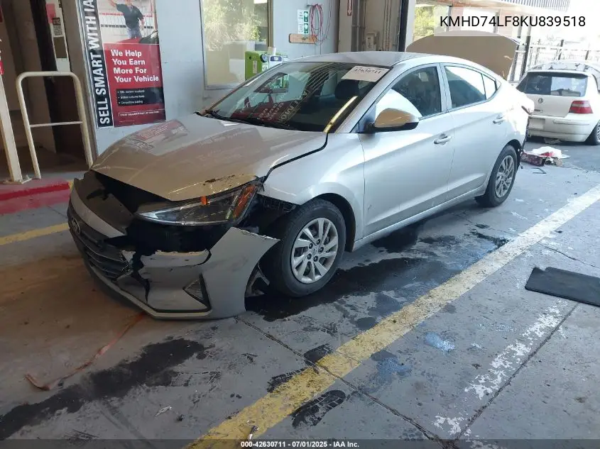 2019 Hyundai Elantra Se VIN: KMHD74LF8KU839518 Lot: 42630711