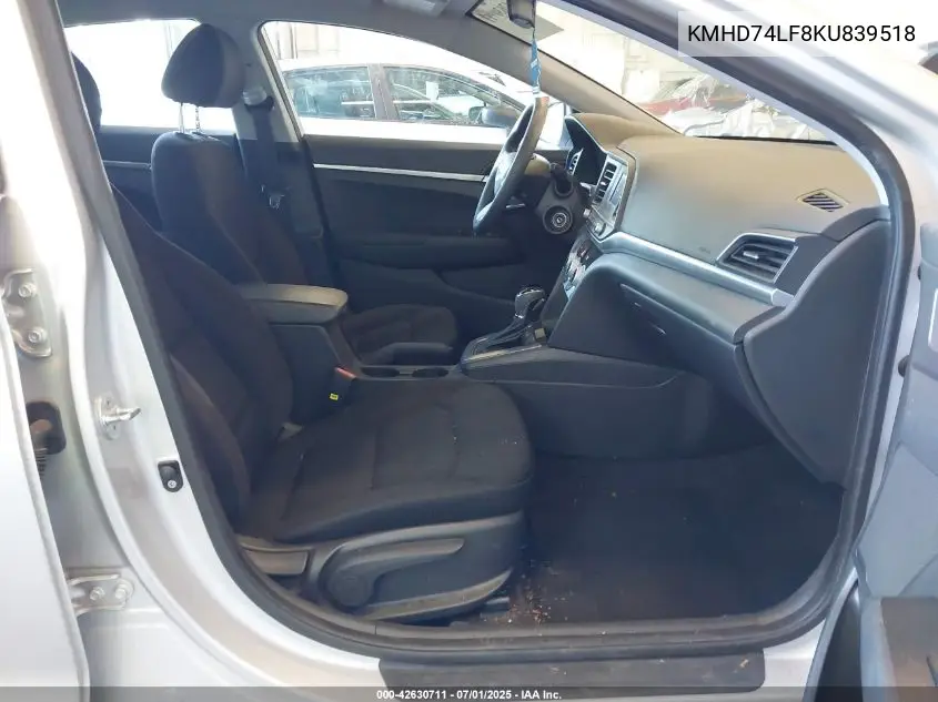 2019 Hyundai Elantra Se VIN: KMHD74LF8KU839518 Lot: 42630711