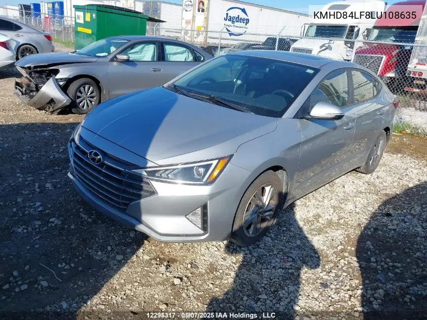 2020 Hyundai Elantra Sel/Value/Limited VIN: KMHD84LF8LU108635 Lot: 12295317
