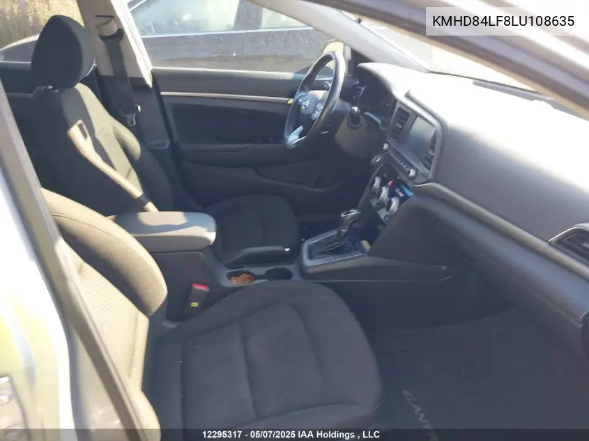 2020 Hyundai Elantra Sel/Value/Limited VIN: KMHD84LF8LU108635 Lot: 12295317