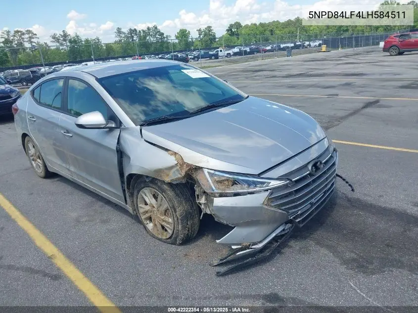 2020 Hyundai Elantra Sel VIN: 5NPD84LF4LH584511 Lot: 42222354