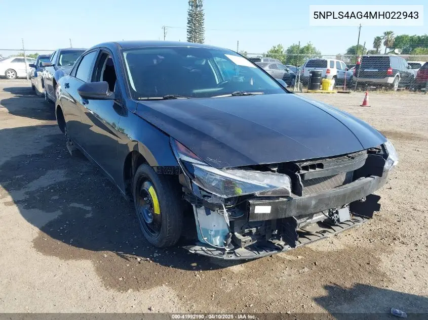 2021 Hyundai Elantra Sel VIN: 5NPLS4AG4MH022943 Lot: 41992190