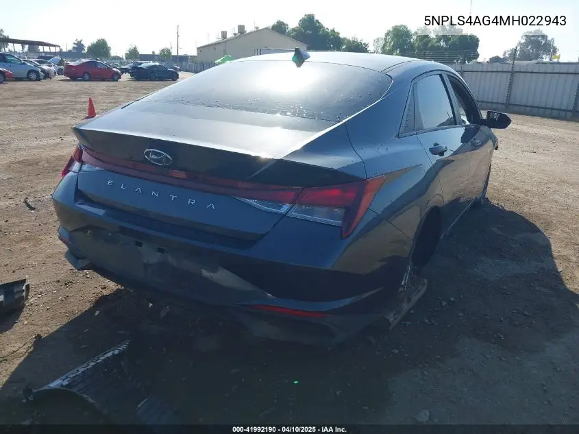 2021 Hyundai Elantra Sel VIN: 5NPLS4AG4MH022943 Lot: 41992190