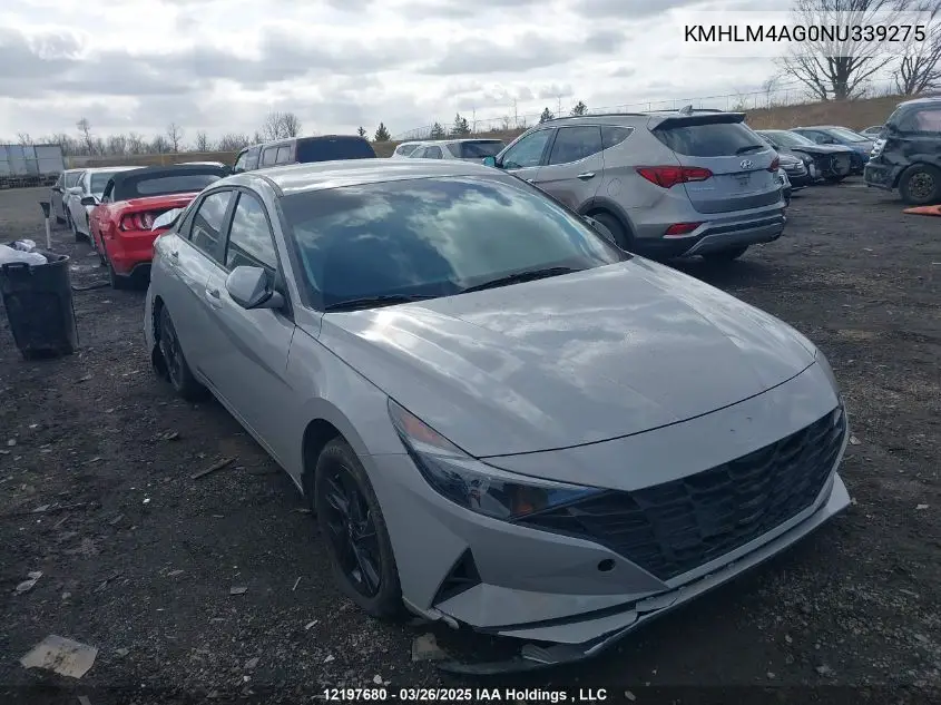 2022 Hyundai Elantra VIN: KMHLM4AG0NU339275 Lot: 12197680